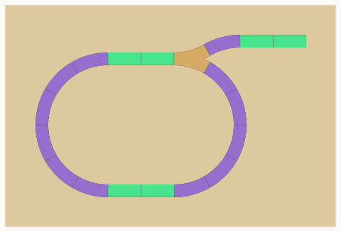 Oval mit Abstellgleis, 105 × 64 cm