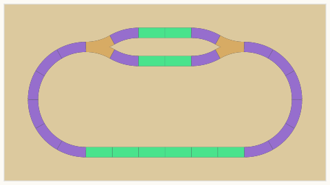 Oval mit Bahnhof, 134 × 64 cm